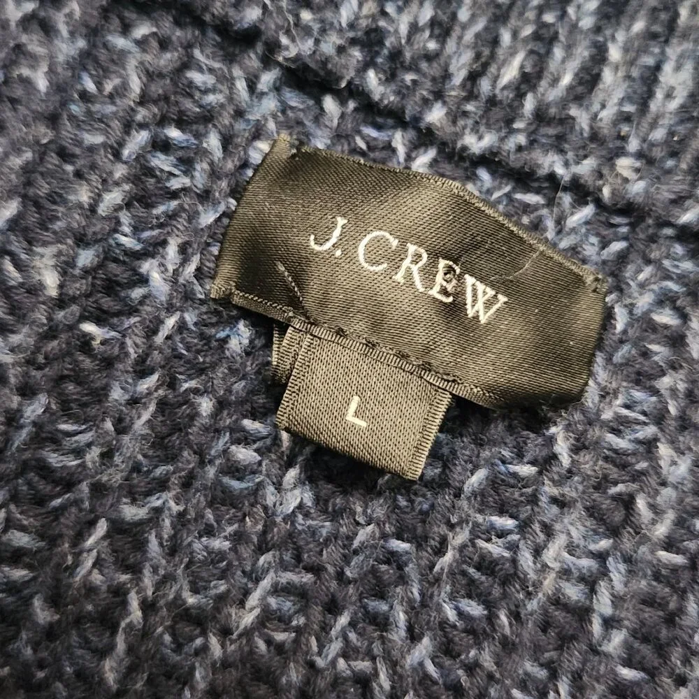 J Crew Sweater Mens L Blue Heritage Cable Knit Heavy Pullover Black Label Preppy